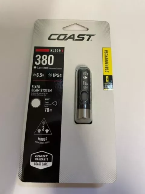 Coast Kl20R 380 Lumens Rechargeable Keyring Torch