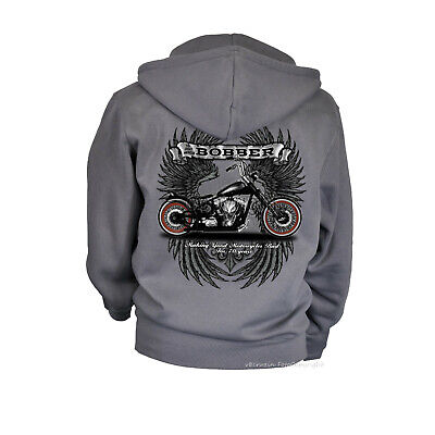 Biker Giacca Cappuccio Moto Harley-Chopper-Motivo Felpa Hoodie * 4219 GRIGIO