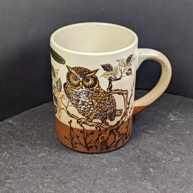 Vintage OTAGIRI Original Hand Painted Coffee Mug OWL Speckled Stoneware 4" x 3"