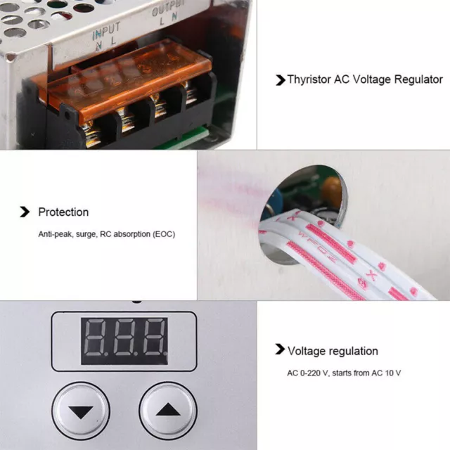 220V AC SCR Electric Voltage Regulator Dimmer Motor Speed Controller Power 4000W 3