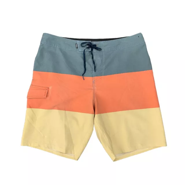 Oneill Hyperfreak Boardshorts Mens 32 Orange Multi Blockade Colorblock Stretch