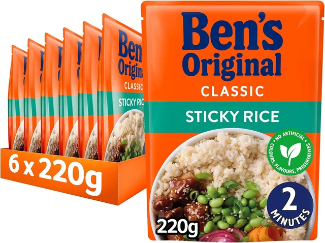 BEN'S ORIGINAL STICKY Rice Microwave Rice, Bulk Multipack 6 x 220g £7. ...