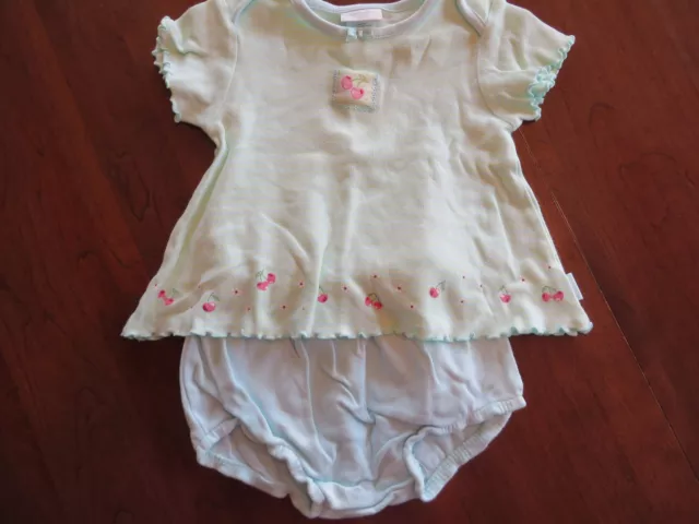 Carters Infant Girls Blue Green Cherry 2 Pc Top Bottom Outfit Sz 3-6 Month VGUC