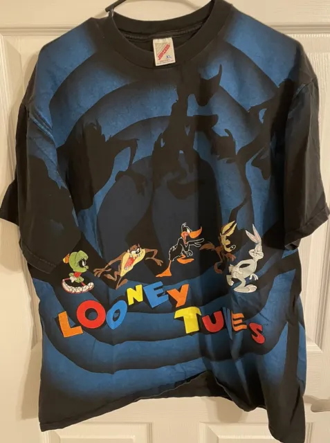 Looney Tunes Vintage '90s Shadow Aop T-shirt XL  Cartoon Bugs Marvin Wile E
