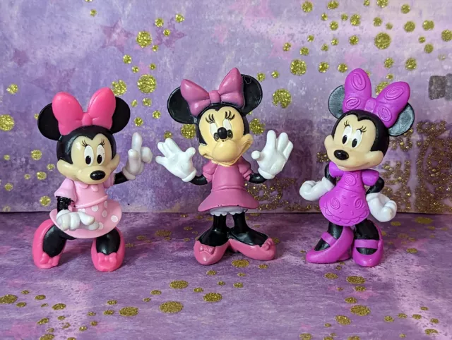 Lot of 3 Minnie Mouse PVC Toy figures Cake Toppers Mickey & Friends Disney Jr