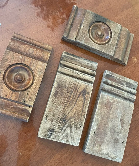 1 set Architectural w/ Bullseye Vintage Victorian Door Trim Plinth Block Window