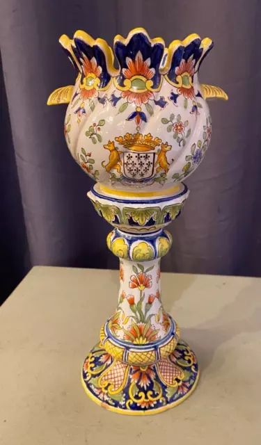 Desvres Faience Kerzenhaltervase Frühes 20. Jahrhundert Fourmaintraux Freres