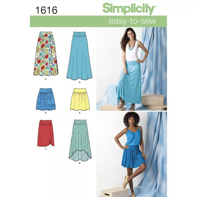 Simplicity Easy SEWING PATTERN 1616 Misses Skirts Sizes 8-16 Or 14-22