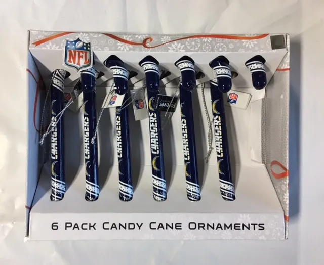 San Diego Chargers Caramelo Bastones Árbol de Navidad Adorno 6 Pieza Set Holiday