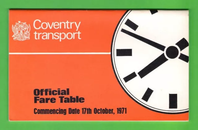 Coventry Transport ~ Official Fare Table Booklet - October 1971