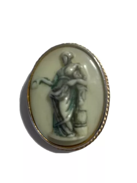 ESTATE Whiting and Davis Vintage Roman Women Cameo Brooch Pin Greek Revival