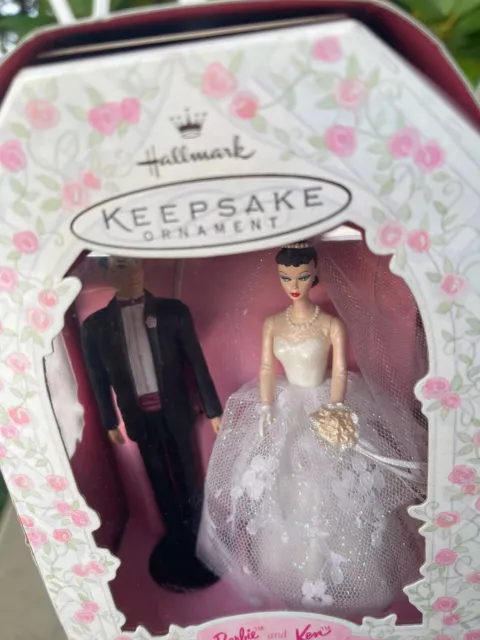 1997 Hallmark Keepsake Ornament BARBIE and KEN Wedding Day Bride Groom Set VTG