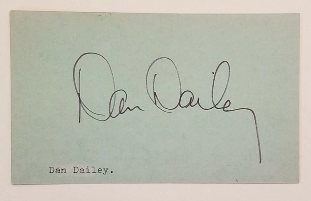 Dan Dailey American Dancer & Actor Hand Signed 3X5 Index Card