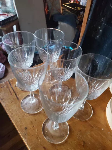 Diamante Set Of 6 Wine, 10 Ozs. Crystal stemware