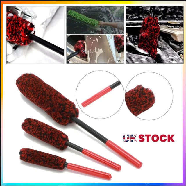 Set di 3 lane - Lussuoso kit spazzola per pulizia ruote in lega morbida super peluche