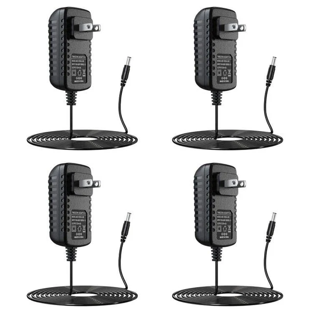 TMEZON 4 Pack DC 12V 12 Volt 2A Power Supply Adapter AC 100-240V to DC 12V Tr...