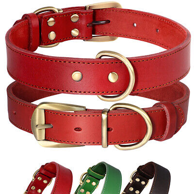 Leather Dog Collar Adjustable Heavy Duty Strong & Durable for Medium Large Dogs