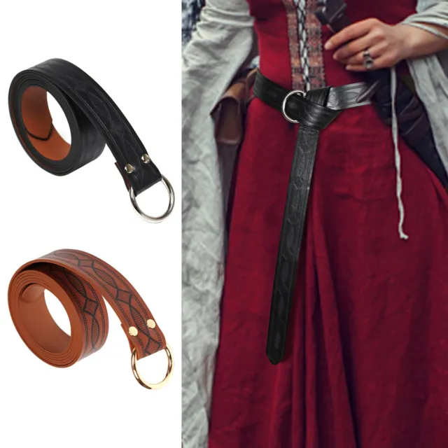 190CM Medieval PU Leather Ring Belt Renaissance Costume Viking Knight Cosplay