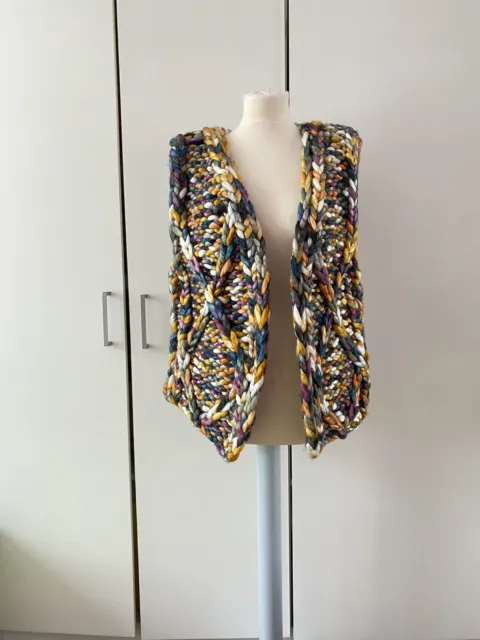 Free People Twilight Vest Chunky Knit Size M Medium Multicoloured Open Cardigan
