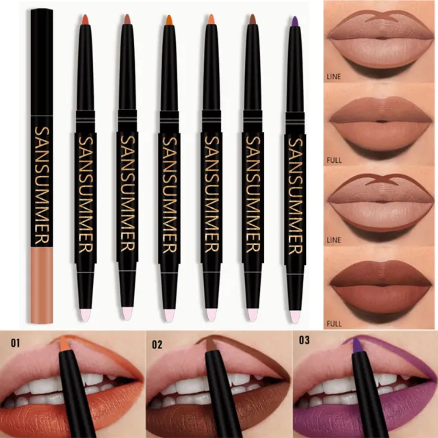 Lip Liner Pencil Matte Lipstick Double Head With Brush Lip Makeup Waterproof