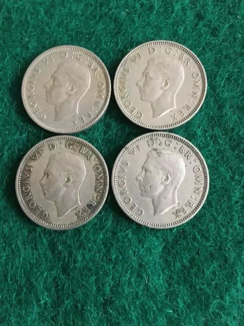 4 George V1 shillings, 2 English, 2 Scottish 1950 and 1948 2