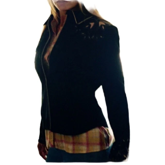 For Joseph jacket, brushed Leather, black/ pink, Size Large