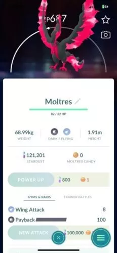 Trade 1M Stardust (Unregistered) Moltres, Zapdos, Articuno Galarian -  Pokémon Go