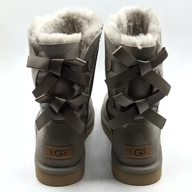 UGG WOMEN'S BAILEY Bow II Sheepskin Suede Fur Winter Boots Grey - Size ...