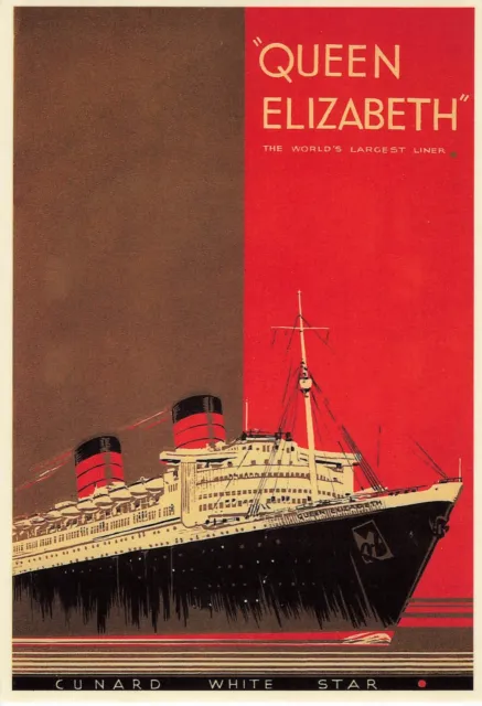 Queen Elizabeth Cunard White Star Liner Boat Mayfair Cards Vintage Postcard