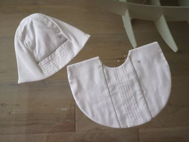 Genuine Baby Dior Hat & Bib Set for Newborn, White, Unisex, BNIB