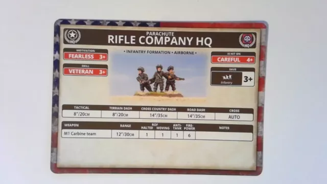 Flames Of War Replacement Card -Parachute Rifle Company HQ u301