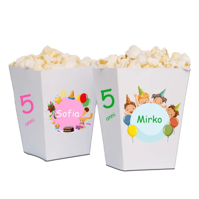 Box porta pop corn 6 Pezzi personalizzabile a tema festa compleanno bimbo bimba