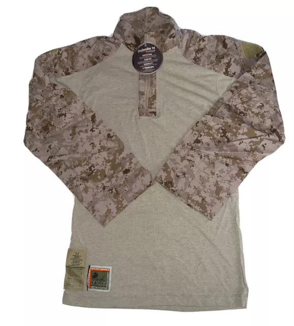 NWT USMC FROG Defender M, FR Combat Ensemble 1/4 Zip Shirt Desert Marpat Sz Sm R