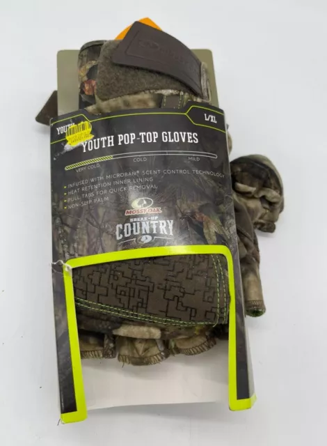 Mossy Oak Breakup Country Youth Pop-Top Gloves Moctry Size L/XL