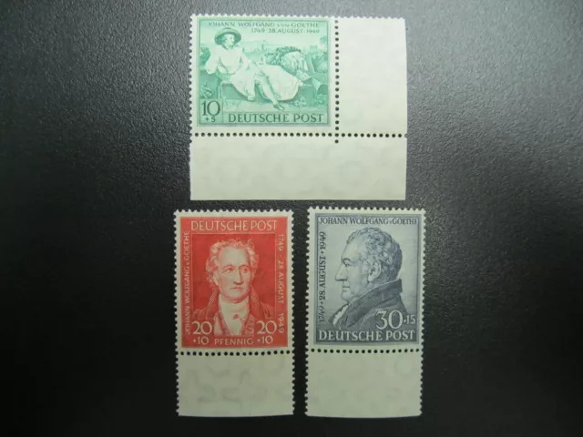 Bizone Nr. 108-110, 1949, Goethe, Bogenecke, postfrisch, Mi 42€ *LE365*