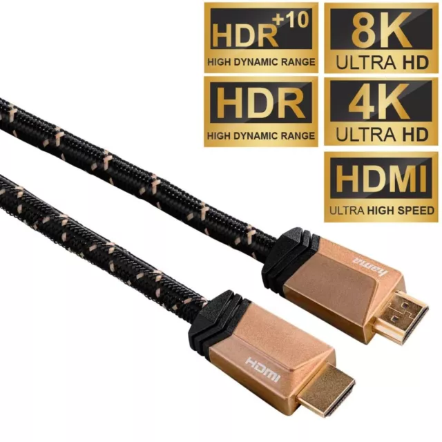 Hama 2m HDMI-Kabel 2.1 8K 4K Ultra High-Speed Anschluss-Kabel 3D UHD HDR HD TV