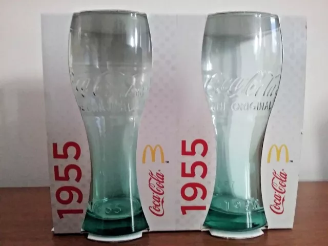 2 X Mcdonald 1955 Coca Cola 100 Years Of Coke Glasses Brand New In Boxes Joined