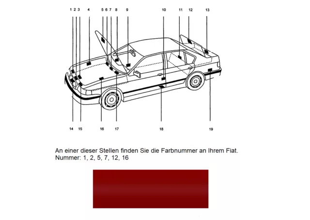 Lackstift Set geeignet für Fiat, Farbnr.: 178 Alpinerot + Klarlack, Rosso Alpine 2