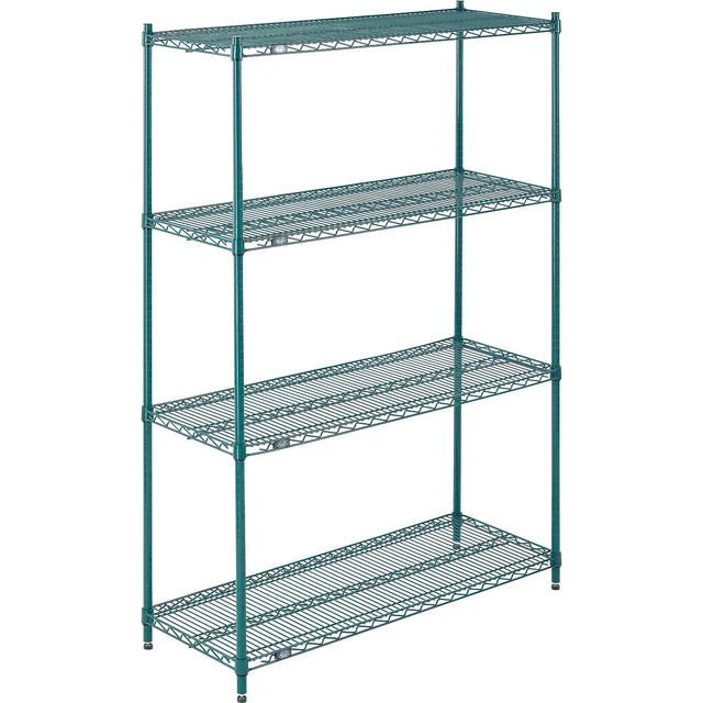 Nexel 48"W X 14"D X 74"H Green Epoxy Wire Shelving