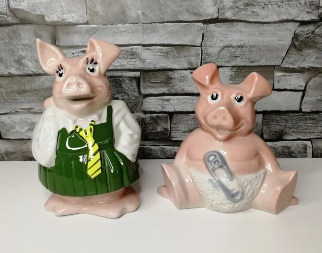 2 Wade NatWest Pig Piggy Bank Annabel Woody no stoppers