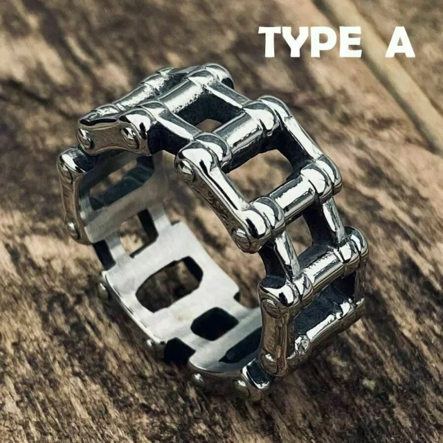 Cool Mens Motorcycle Biker Chain Link Band Ring Stainless Steel Size 7-15 Gift