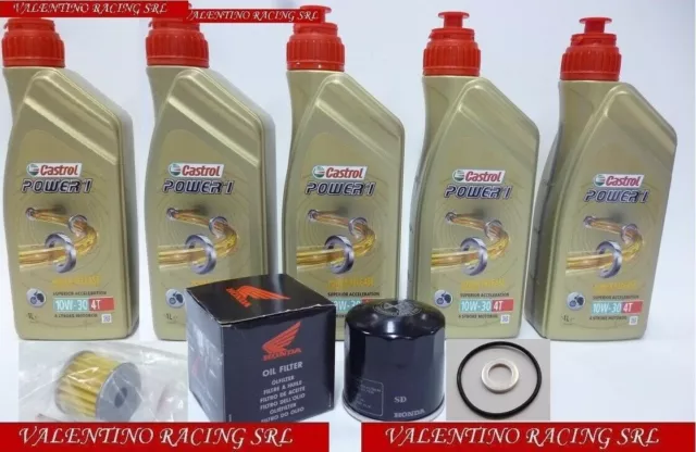 KIT TAGLIANDO HONDA CRF 1000 DCT AFRICA TWIN 5 LITRI olio CASTROL + FILTRI E GU