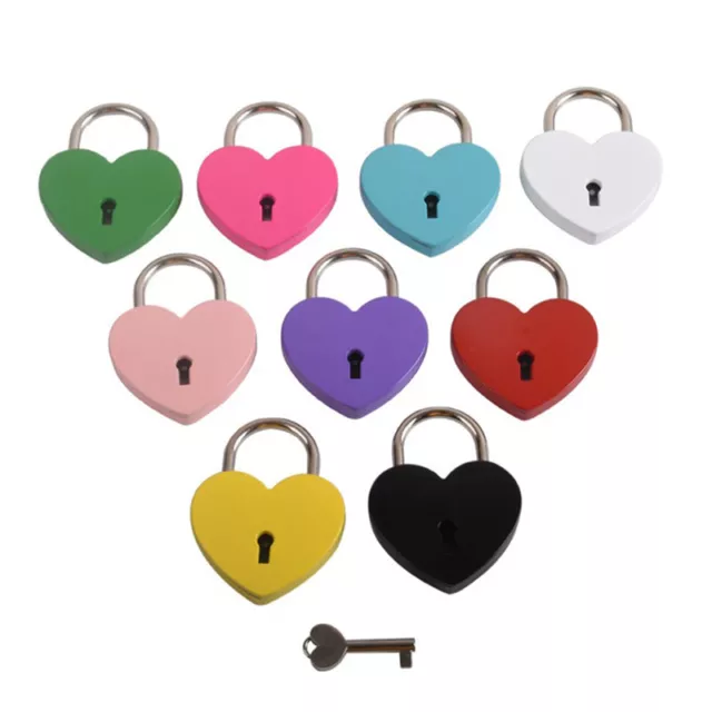 1 set lucchetto vintage a forma di cuore colorato con romantico rosa chiave KH7