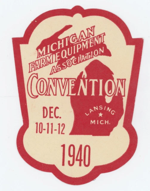 1940'S MICHIGAN FARM Equipment Convention Poster Stamp Original F63 £15