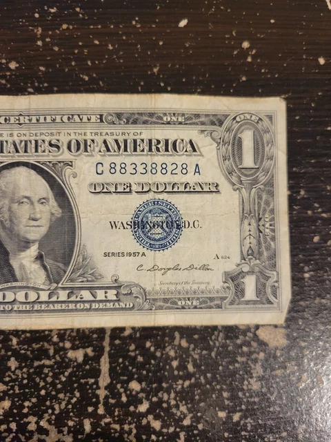 1957 One Dollar Bill Silver Cert Fancy Note C88338828A Near Solid 8s Near Binary