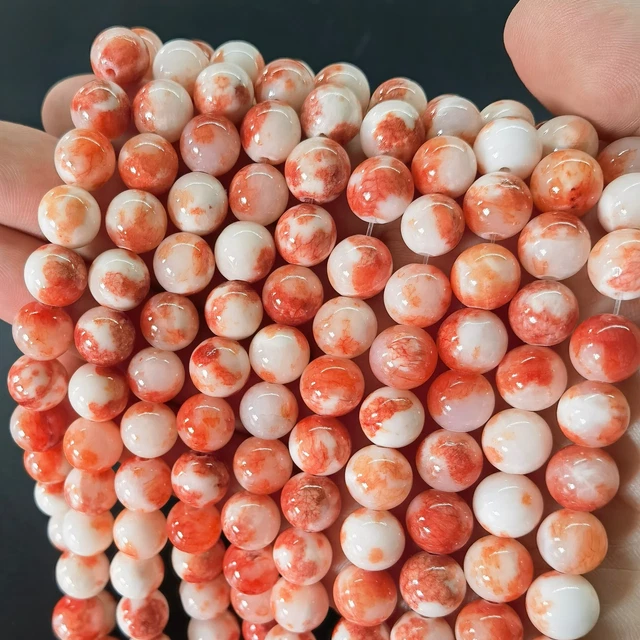 6mm Natural Light orange Jade Gemstone Round Loose Beads 15"AAA++