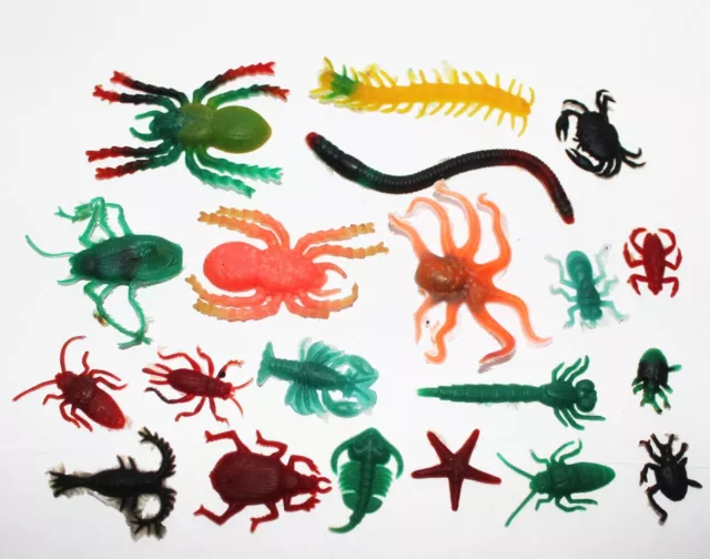 VINTAGE RUBBER JIGGLY Toy Lot Insect Bug Spider Lobster Starfish ...