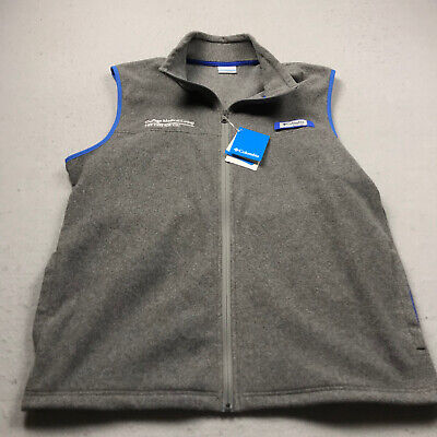 Columbia PFG Vest Mens Large Gray Blue Fleece Full Zip Sleeveless Logo NWT