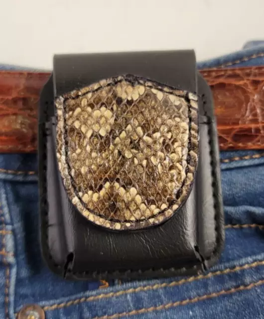 ZIPPO leather case COTTON MOUTH SNAKE skin lighter case Pouch holder New Genuine