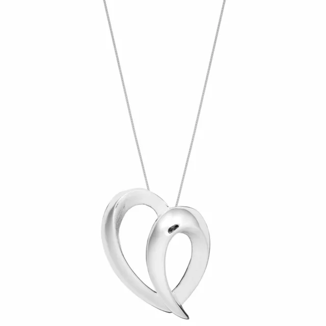 Silverly Collier Pendentif Chaîne Cœur Argent Sterling .925 Poli Brossé